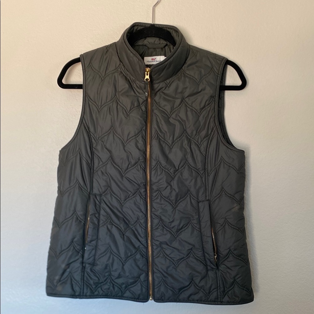 Vineyard Vines Puffer Equestrian Vest Olive Green Medium